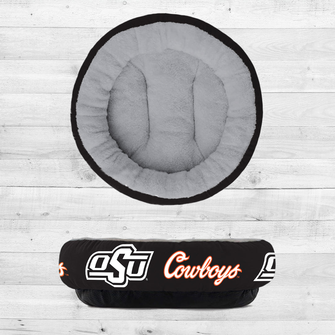 Oklahoma State Cowboys | NCAA Officially Licensed | Plush Donut Dog Bed