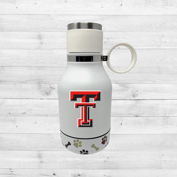 Texas Tech Red Raiders | NCAA Officially Licensed | 37 Oz Insulated Travel Water Bottle with Detachable Dog Bowl Base