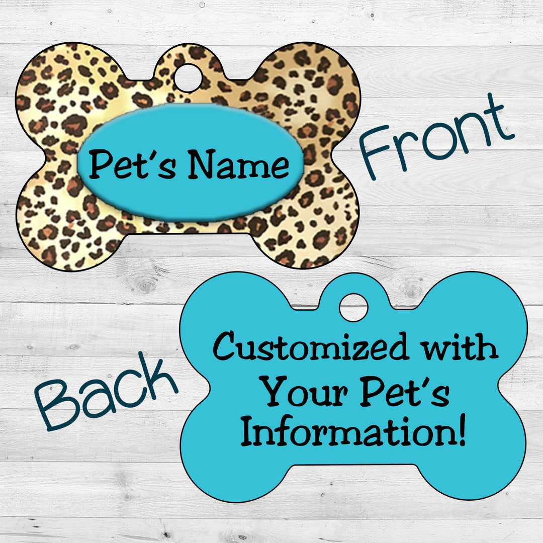 Leopard Print | Blue | Dog Tag 2-Sided