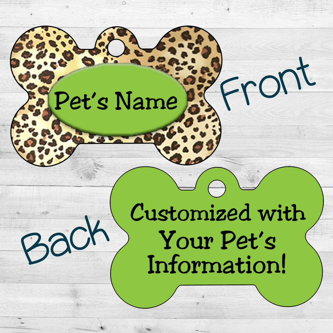 Leopard Print | Green | Dog Tag 2-Sided