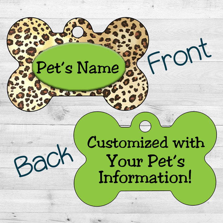 Leopard Print | Green | Dog Tag 2-Sided
