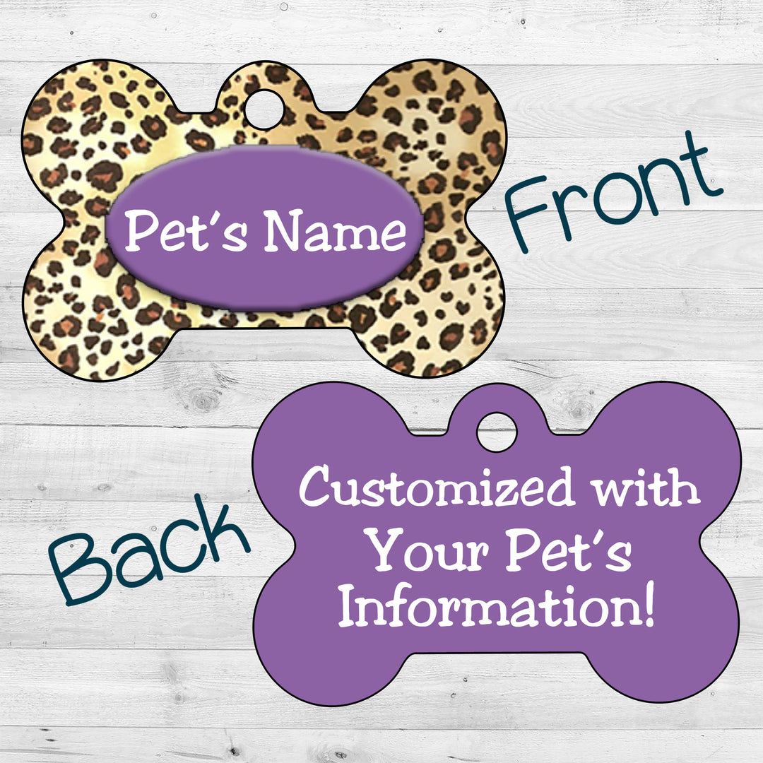 Leopard Print | Purple | Dog Tag 2-Sided