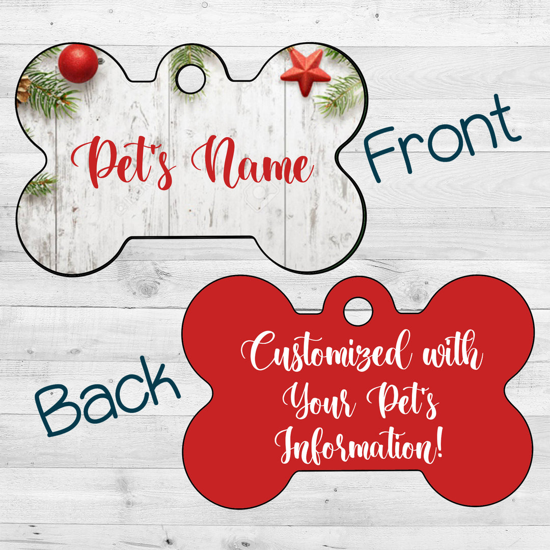 Christmas | Rustic Wood | Dog Tag 2-Sided