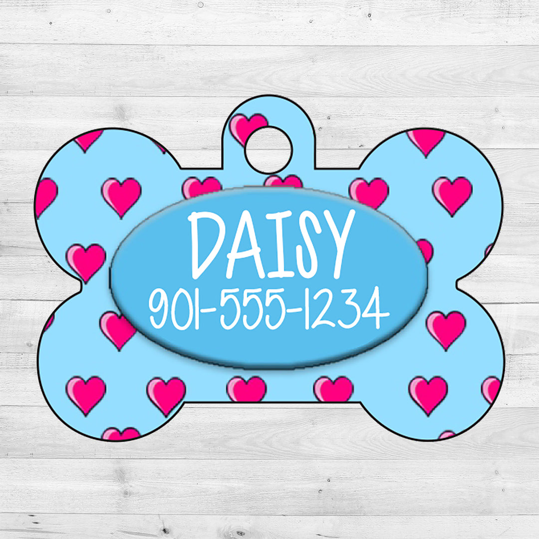 Hearts | Blue | Dog Tag 1-Sided
