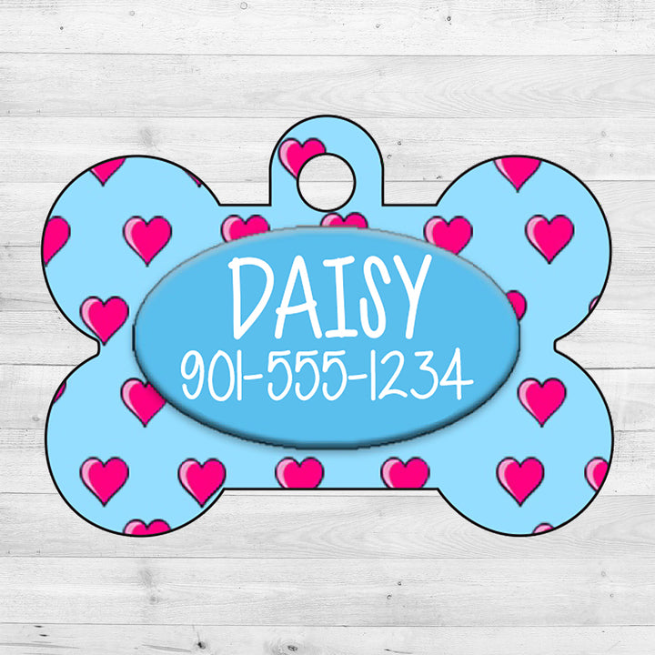 Hearts | Blue | Dog Tag 1-Sided