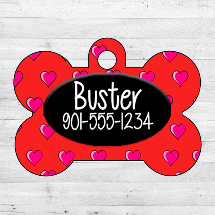 Hearts | Red | Dog Tag 1-Sided