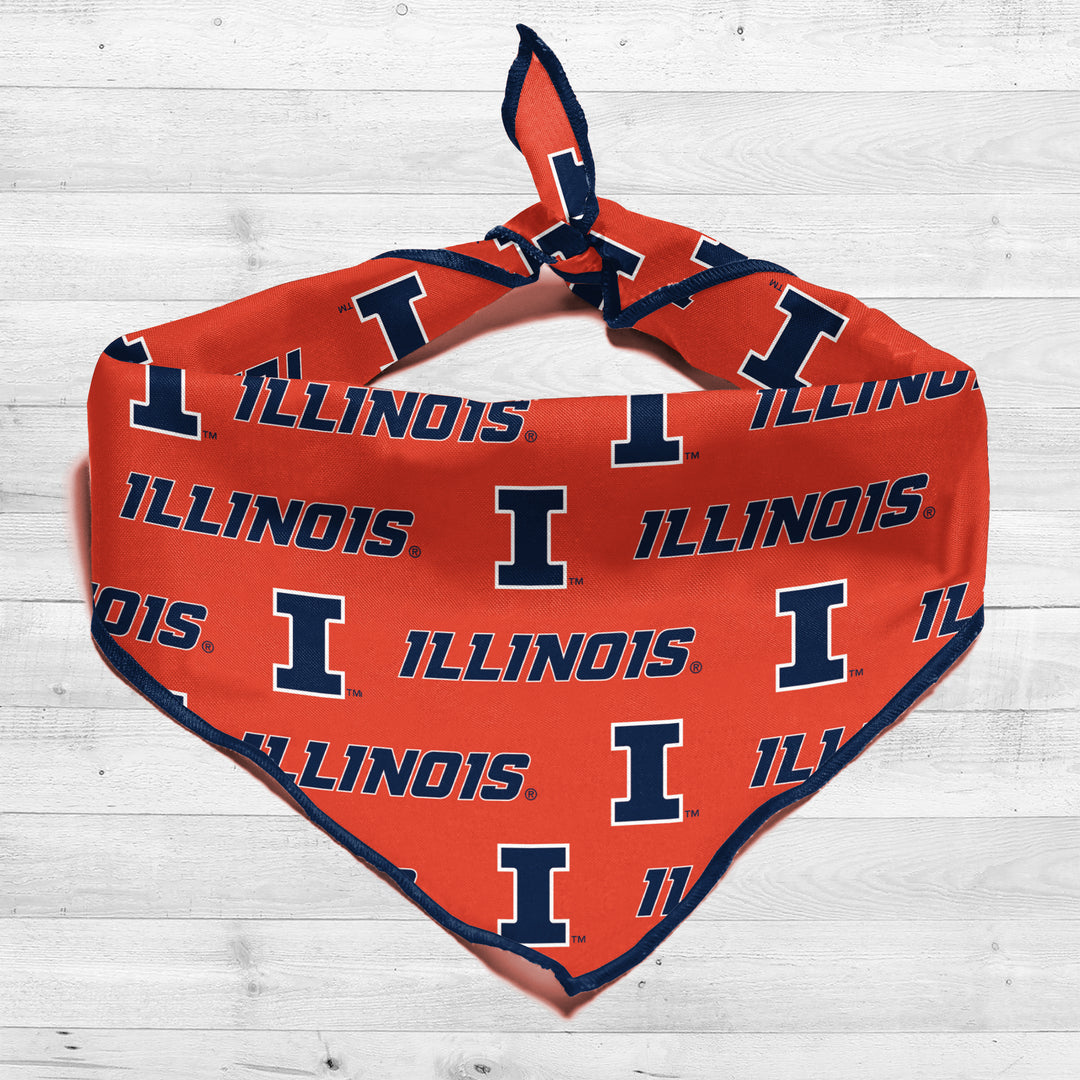 Illinois Fighting Illini | NCAA Officially Licensed | Dog Bandana | Fits Pets of all Sizes
