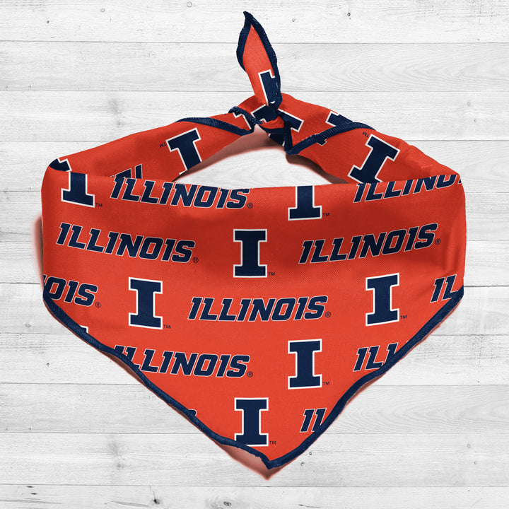 Illinois Fighting Illini | NCAA Officially Licensed | Dog Bandana | Fits Pets of all Sizes