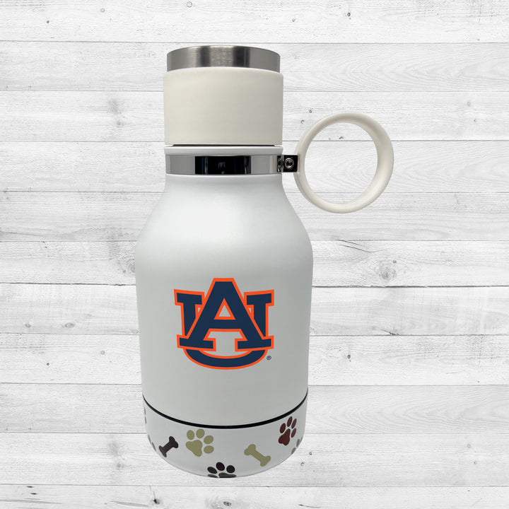 Auburn Tigers | NCAA Officially Licensed | 37 Oz Insulated Travel Water Bottle with Detachable Dog Bowl Base