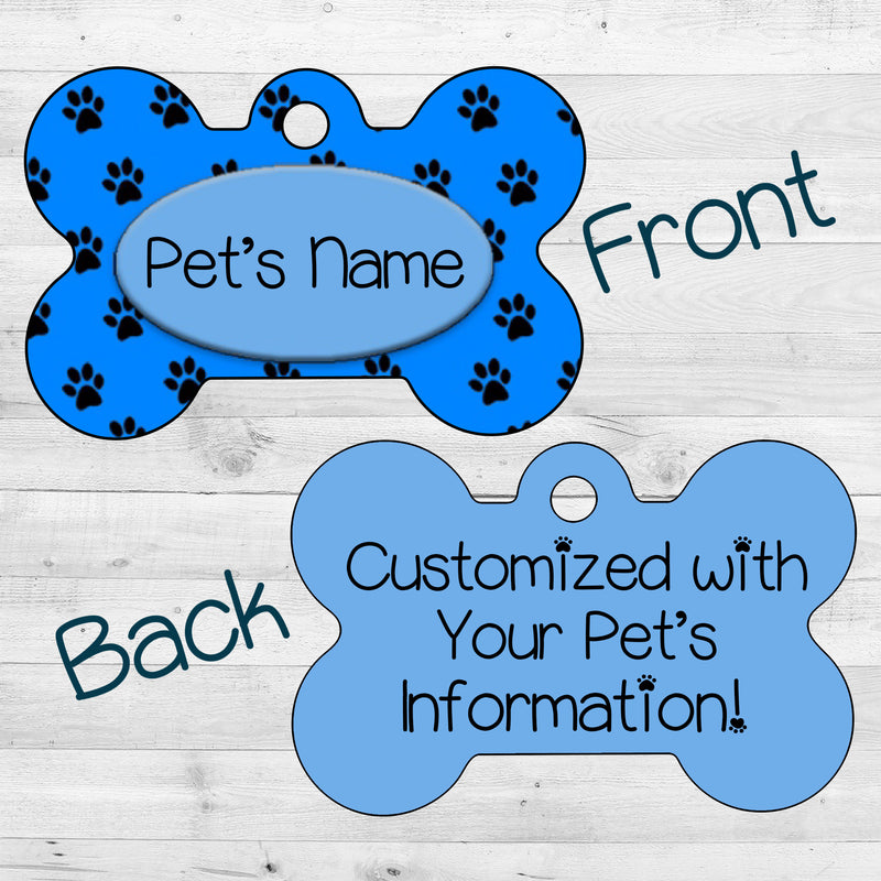 Paw Prints | Blue | Dog Tag 2-Sided