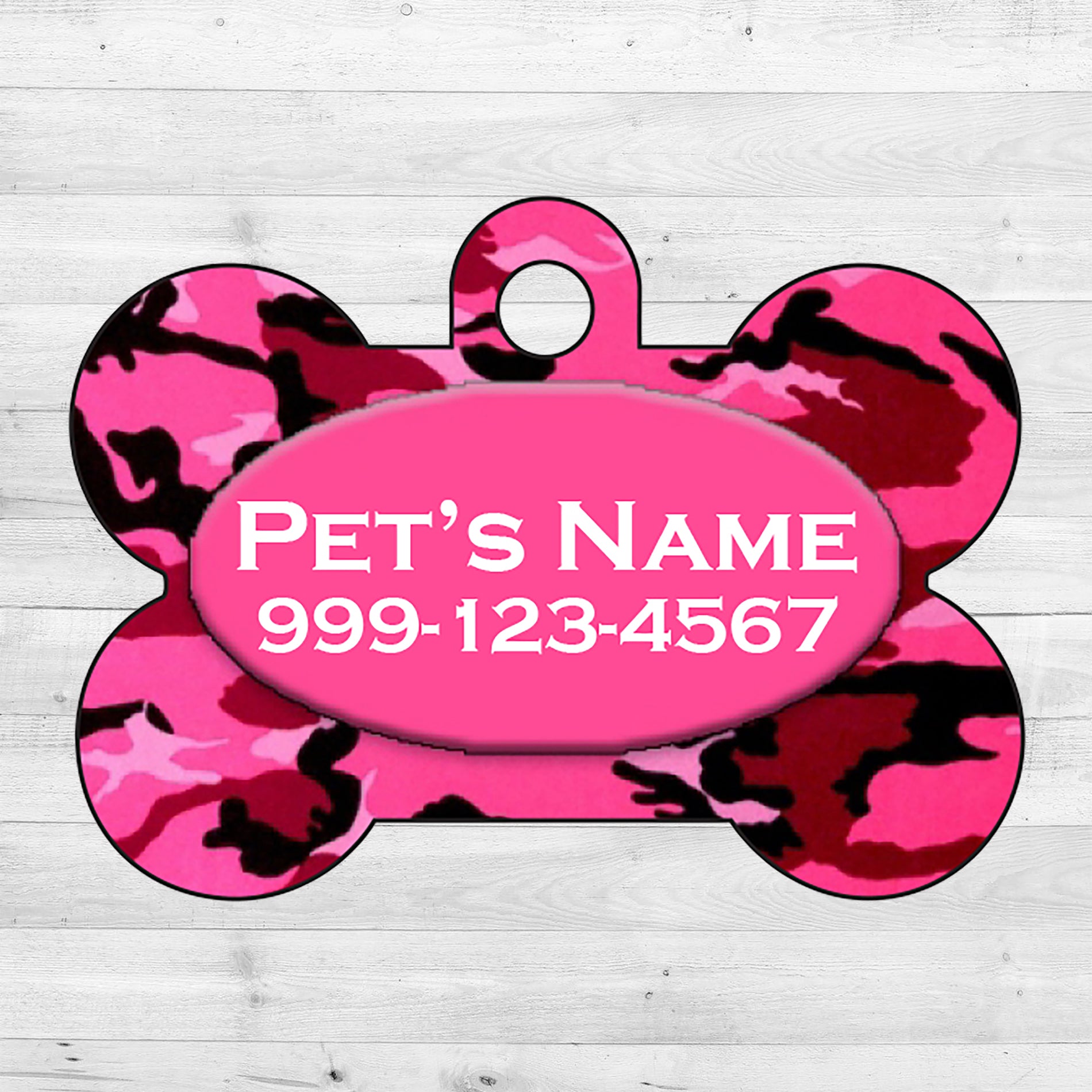 Pink camo dog sales tag