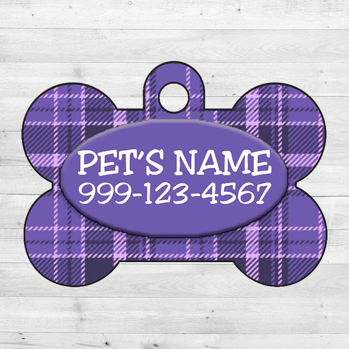 Plaid | Purple | Dog Tag 1-Sided