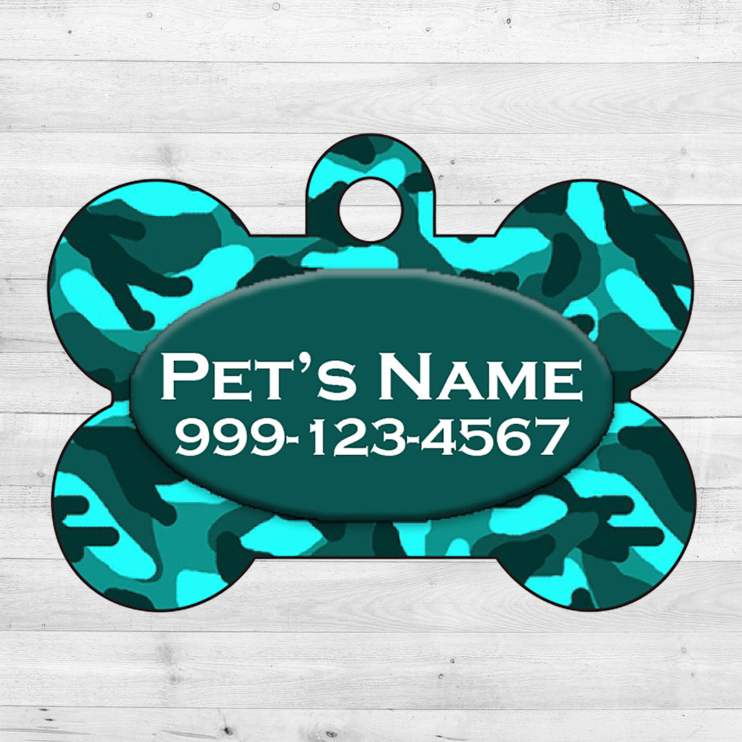 Camo | Turquoise | Dog Tag 1-Sided