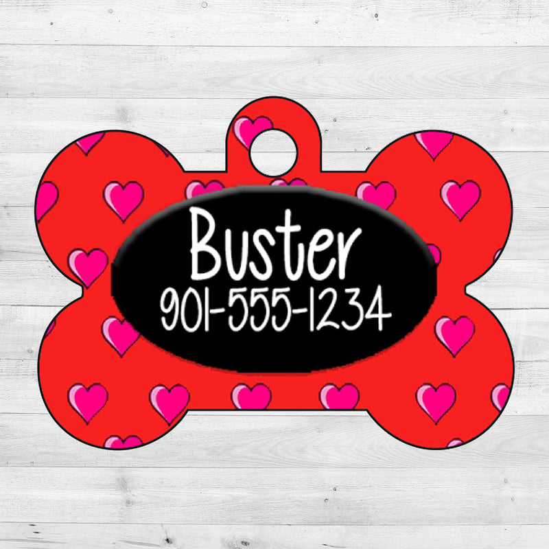 Hearts | Red | Dog Tag 1-Sided