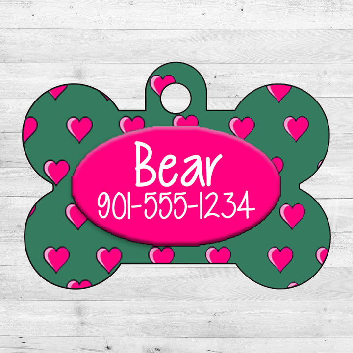 Hearts | Green | Dog Tag 1-Sided